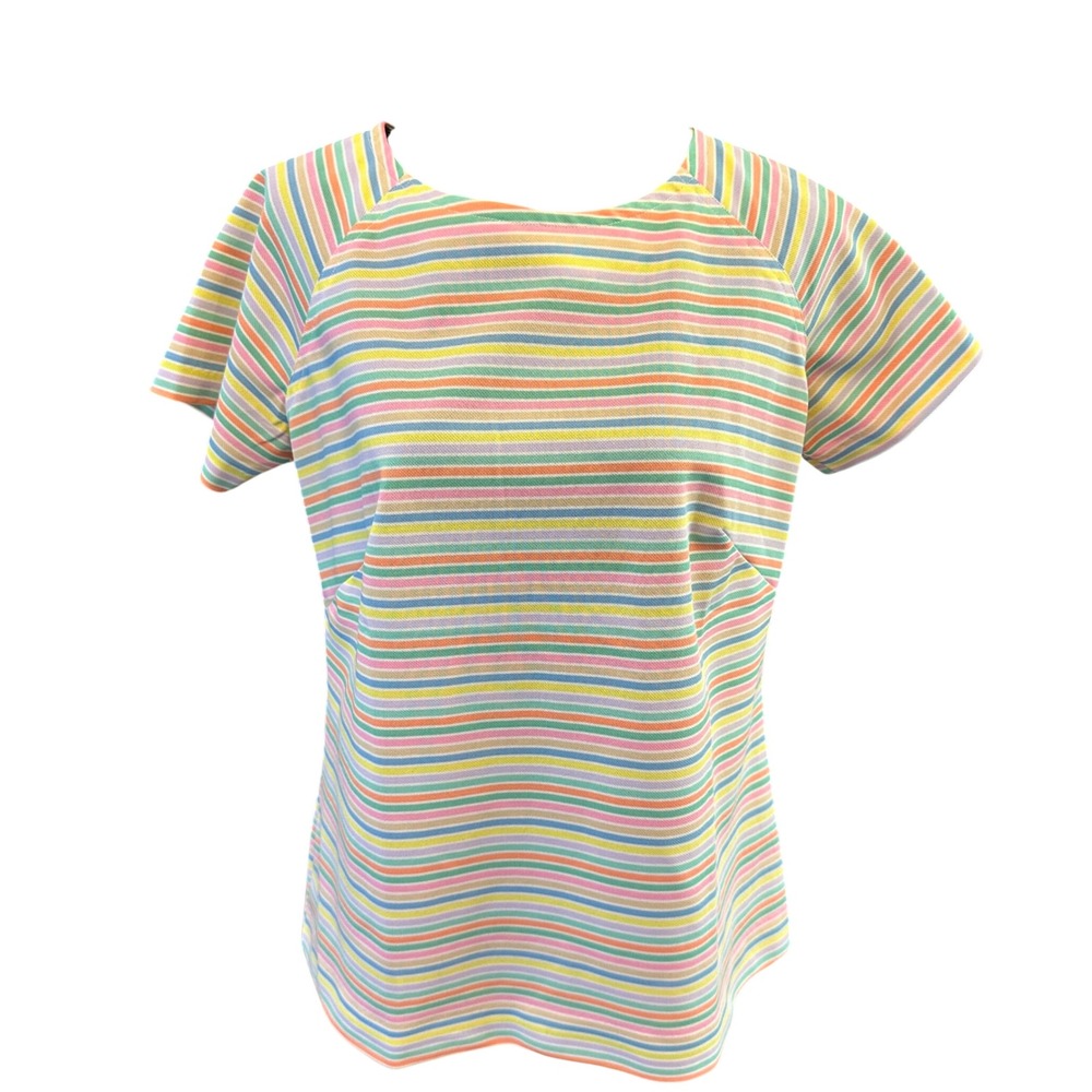 Vintage Sears Fashions‎ Pastel Rainbow Stripe Top Short Sleeve RN 31136 no size